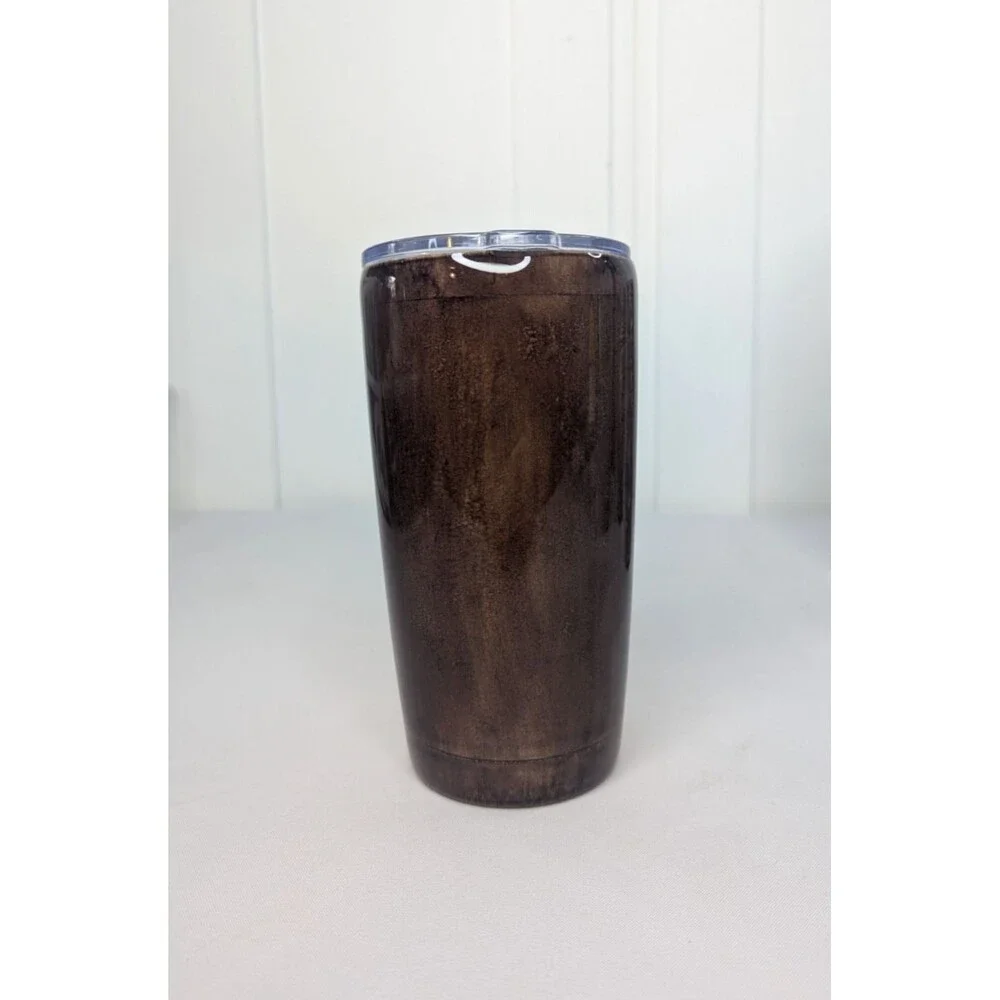 Woodgrain Tumbler - Handmade, Painted, Resin, Brown, Orange, 20 oz